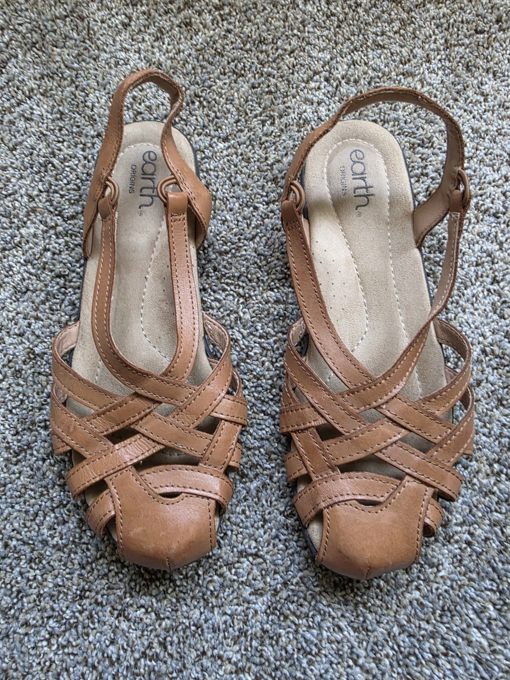 Earth Origins Tan Leather Slingback Sandals